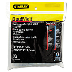 Stanley Dual Temperature Glue Sticks, 0.45" x 4", Dries Clear, 24/Pack (GS20DT)