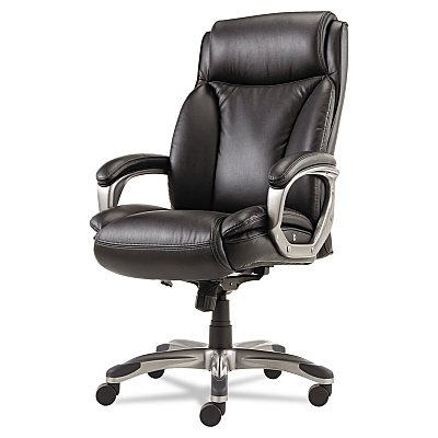 Alera Veon Series Executive High-Back Bonded Leather Chair, Supports Up to 275 lb, Black Seat/Back, Graphite Base (ALEVN4119)