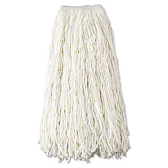 Rubbermaid Commercial Economy Cut-End Rayon Mop Head, 24oz, 1" Band, White, 12/Carton (V418)