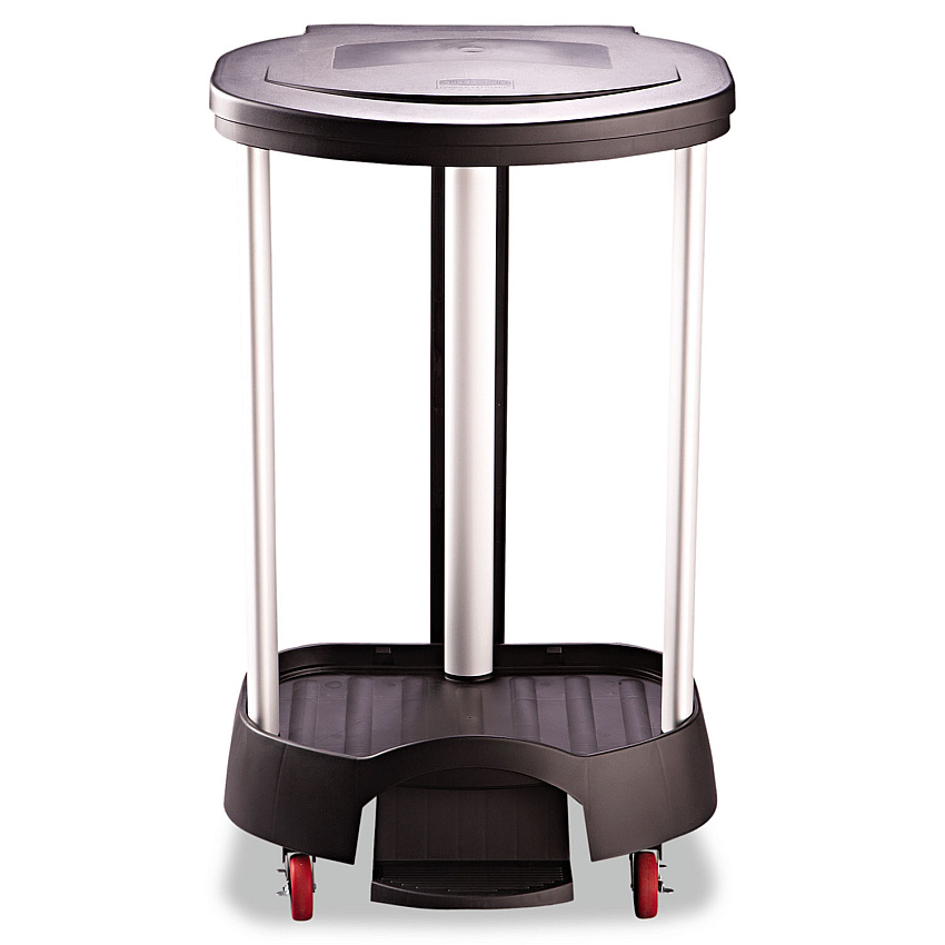 Rubbermaid Commercial Premium Step-On Linen Hamper, 30 gal, 20.38w x 22.25d x 37.88h, Aluminum/Plastic, Black (6300BLA)