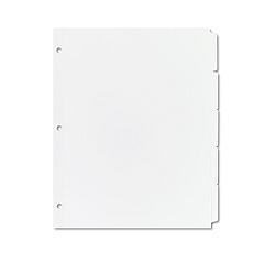 Avery Write and Erase Plain-Tab Paper Dividers, 5-Tab, Letter, White, 36 Sets (11506)