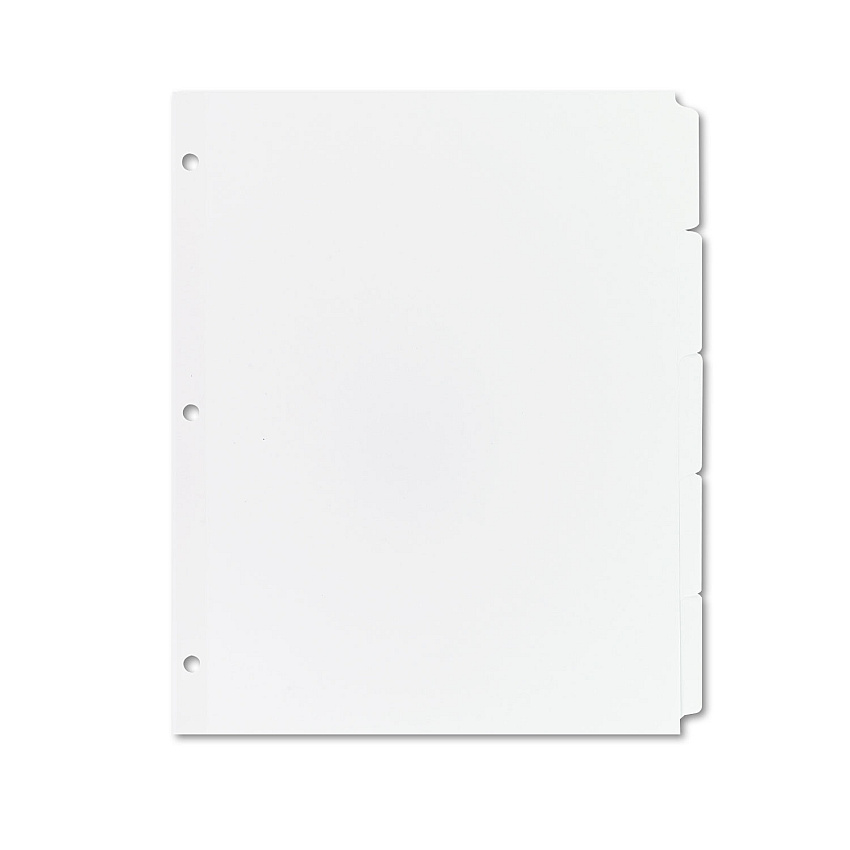 Avery Write and Erase Plain-Tab Paper Dividers, 5-Tab, Letter, White, 36 Sets (11506)
