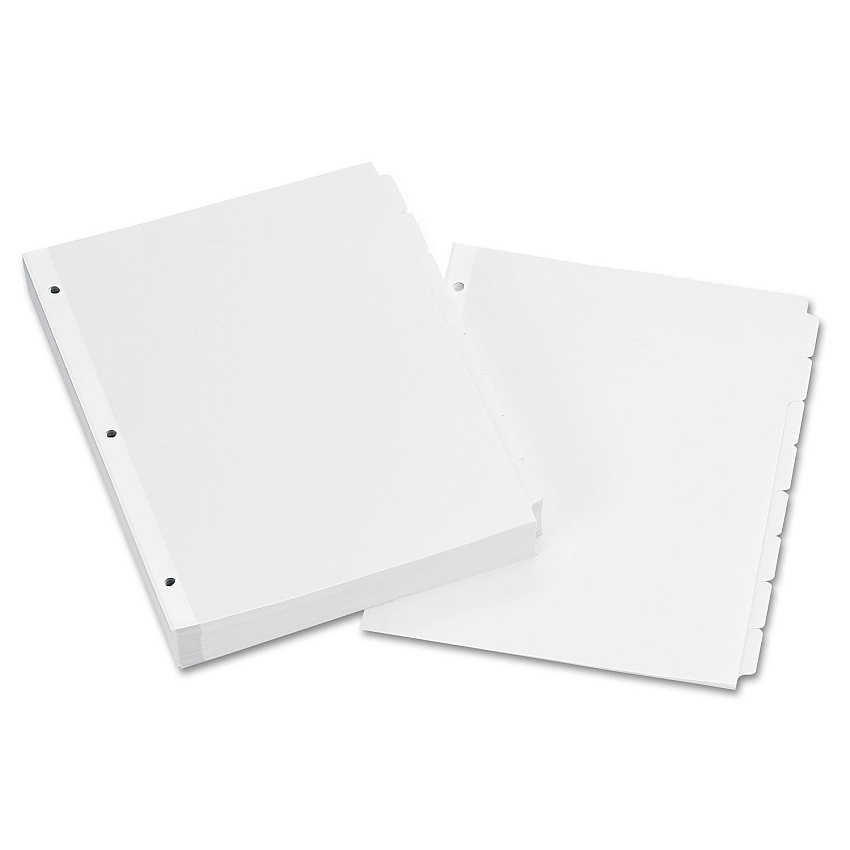 Avery Write and Erase Plain-Tab Paper Dividers, 8-Tab, Letter, White, 24 Sets (11507)
