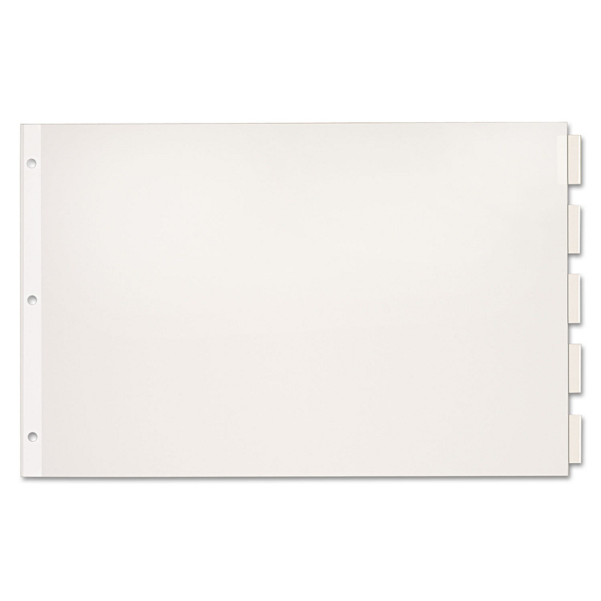 Cardinal Paper Insertable Dividers, 5-Tab, 11 x 17, White, 1 Set (84812)