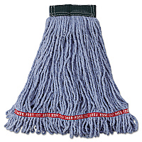 Rubbermaid Commercial Web Foot Wet Mop Head, Shrinkless, Cotton/Synthetic, Blue, Medium, 6/Carton (A252BLU)
