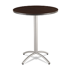 Iceberg CafeWorks Table, Bistro-Height, Round Top, 36" Diameter x 42h, Walnut/Silver (65664)