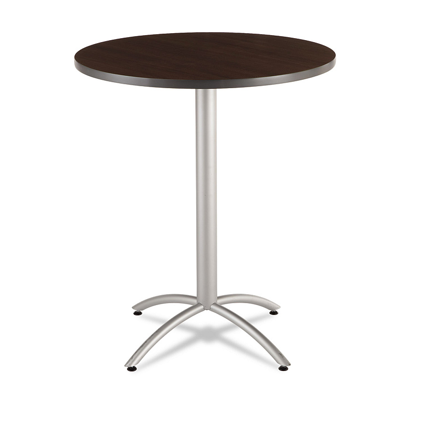 Iceberg CafeWorks Table, Bistro-Height, Round Top, 36" Diameter x 42h, Walnut/Silver (65664)