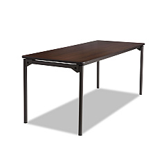 Iceberg Maxx Legroom Wood Folding Table, Rectangular Top, 72 x 30 x 29.5, Walnut/Charcoal (65824)