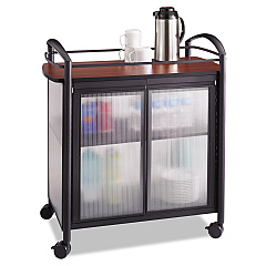 Safco Impromptu Refreshment Cart/Machine Stand, Engineered Wood, 3 Shelf, 34 x 21.25 x 36.5, Cherry/Black (8966BL)