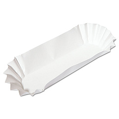 Hoffmaster Fluted Hot Dog Trays, 6 x 2 x 2, White, 500/Sleeve, 6 Sleeves/Carton (610740)