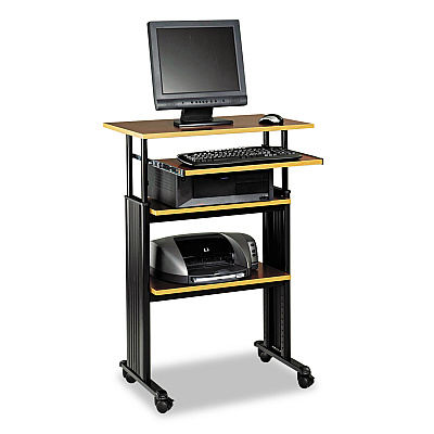 Safco Muv Stand-Up Adjustable-Height Desk, 29.5" x 22" x 35" to 49", Cherry/Black (1929CY)