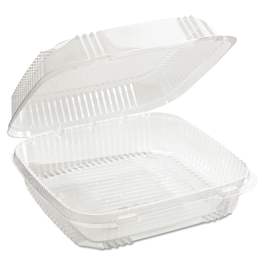 Pactiv Evergreen ClearView SmartLock Hinged Lid Container, 49 oz, 8.2 x 8.34 x 2.91, Clear, 200/Carton (YCI81120)