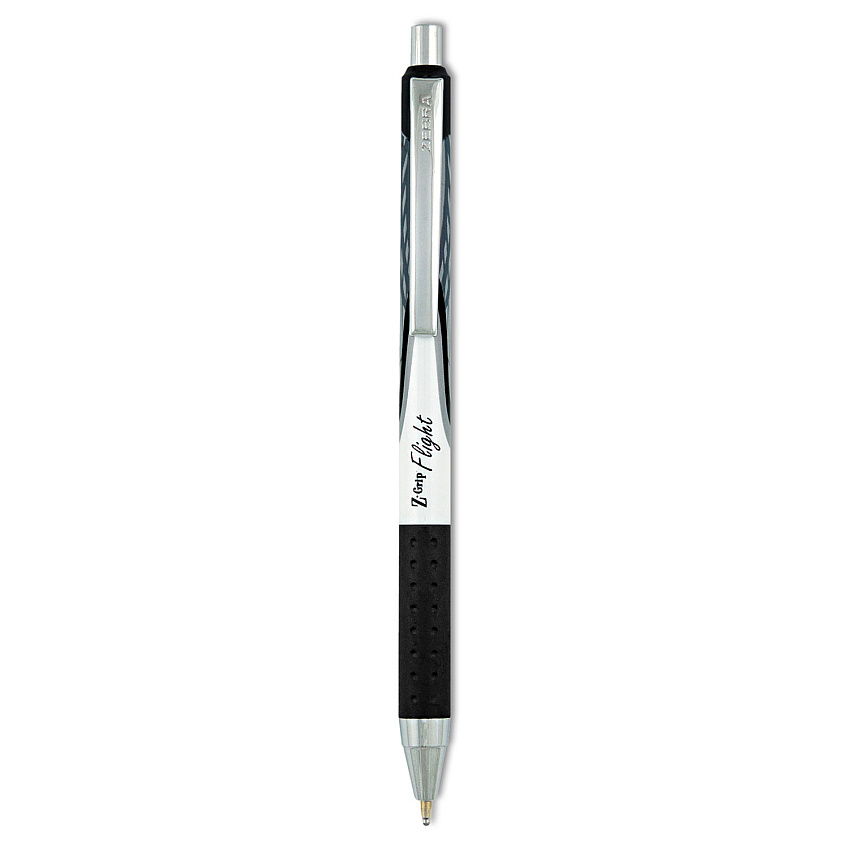 Zebra Z-Grip Flight Ballpoint Pen, Retractable, Bold 1.2 mm, Black Ink, White Barrel, 12/Pack (21910)