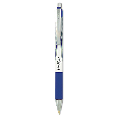 Zebra Z-Grip Flight Ballpoint Pen, Retractable, Bold 1.2 mm, Blue Ink, White Barrel, 12/Pack (21920)