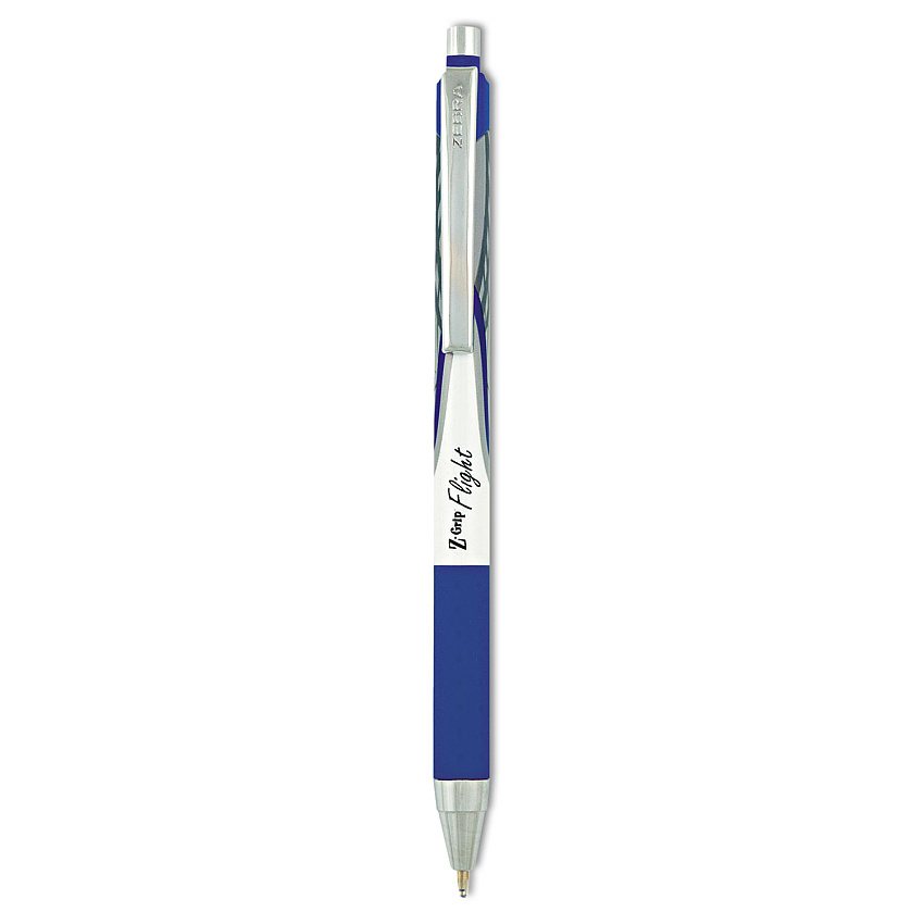 Zebra Z-Grip Flight Ballpoint Pen, Retractable, Bold 1.2 mm, Blue Ink, White Barrel, 12/Pack (21920)