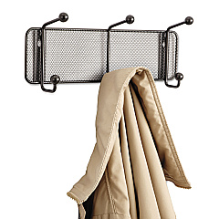 Safco Onyx Mesh Wall Racks, 3 Hook, 14.75w x 3d x 5.5h, Steel/Black (6402BL)