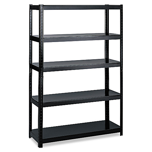 Safco Boltless Steel Shelving, Five-Shelf, 48w x 24d x 72h, Black (5244BL)