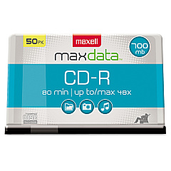 Maxell CD-R Discs, 700 MB/80 min, 48x, Spindle, Silver, 50/Pack (648250)