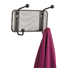 Safco Onyx Mesh Wall Racks, 2-Hook, 8.5w x 3d x 5.5h, Steel/Black (6401BL)