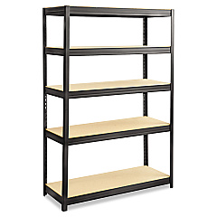 Safco Boltless Steel/Particleboard Shelving, Five-Shelf, 48w x 18d x 72h, Black (6246BL)
