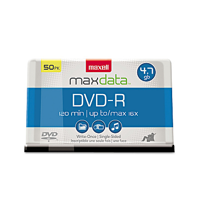 Maxell DVD-R Recordable Disc, 4.7 GB, 16x, Spindle, Gold, 50/Pack (638011)