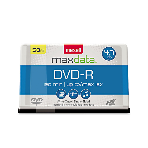 Maxell DVD-R Recordable Disc, 4.7 GB, 16x, Spindle, Gold, 50/Pack (638011)