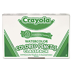 Crayola Watercolor Pencil Classpack Set, 3.3 mm, 2B (#1), Assorted Lead/Barrel Colors, 240/Pack (684240)