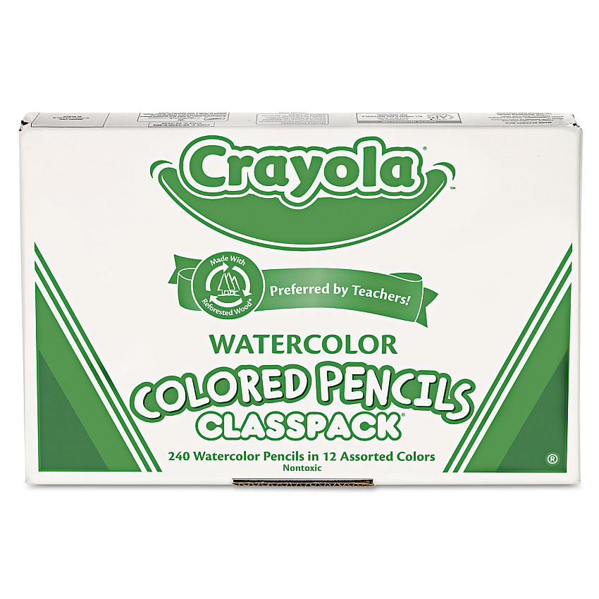 Crayola Watercolor Pencil Classpack Set, 3.3 mm, 2B (#1), Assorted Lead/Barrel Colors, 240/Pack (684240)