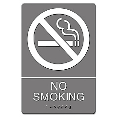 Headline ADA Sign, No Smoking Symbol w/Tactile Graphic, Molded Plastic, 6 x 9, Gray (4813)
