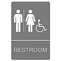 Headline ADA Sign, Restroom/Wheelchair Accessible Tactile Symbol, Molded Plastic, 6 x 9 (4811)