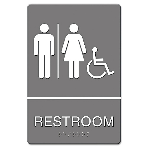 Headline ADA Sign, Restroom/Wheelchair Accessible Tactile Symbol, Molded Plastic, 6 x 9 (4811)