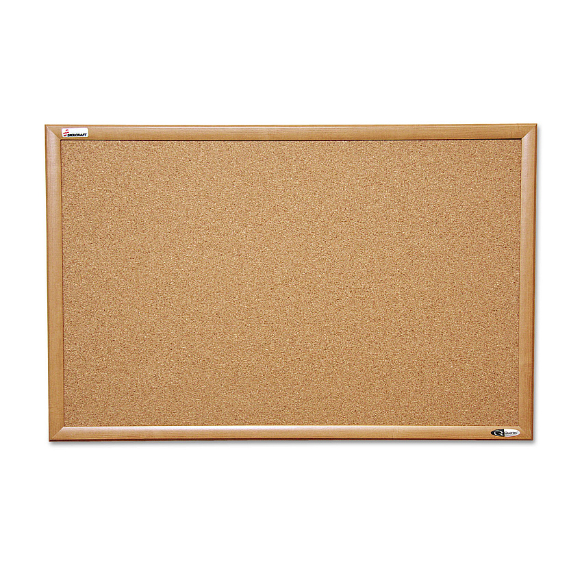 AbilityOne 7195012182026 SKILCRAFT Quartet Cork Board, 36 x 48, Oak Frame