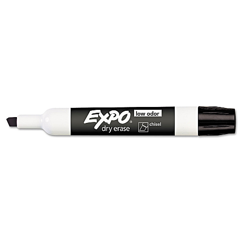 EXPO Low-Odor Dry-Erase Marker, Broad Chisel Tip, Black (80001EA)