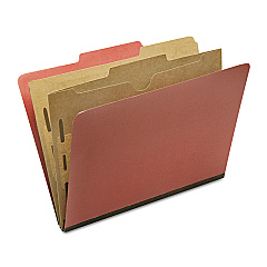 AbilityOne 7530016006979 SKILCRAFT Pocket-Style Classification Folder, 2 Dividers, Letter Size, Earth Red, 10/Box