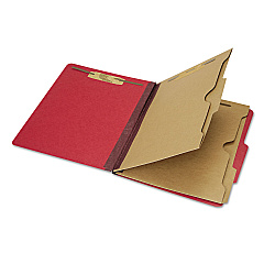 AbilityOne 7530016006972 SKILCRAFT Pocket-Style Classification Folder, 2 Dividers, Letter Size, Dark Red, 10/Box