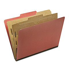 AbilityOne 7530016006976 SKILCRAFT Pocket-Style Classification Folder, 2 Dividers, Legal Size, Earth Red, 10/Box
