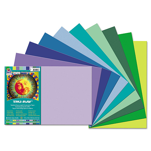 Pacon Tru-Ray Construction Paper, 76 lb Text Weight, 12 x 18, Assorted Cool/Warm Colors, 25/Pack (102943)