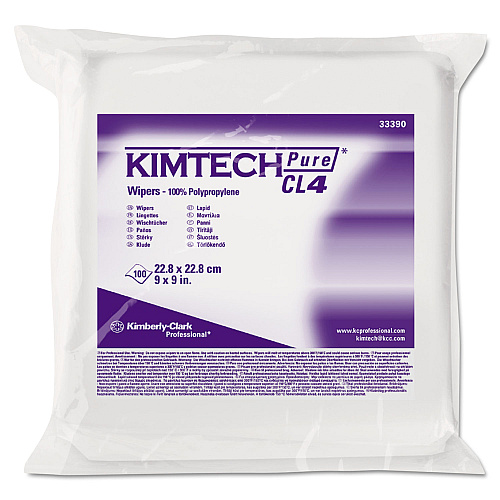 Kimtech W4 Critical Task Wipers, Flat Double Bag, 3-Ply, 9 x 9, Unscented, White, 100/Bag, 5 Bags/Carton (33390)