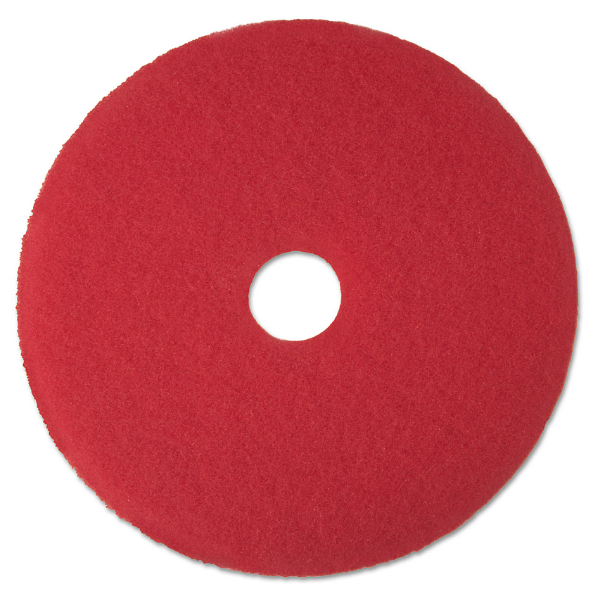 3M Low-Speed Buffer Floor Pads 5100, 12" Diameter, Red, 5/Carton (08387)