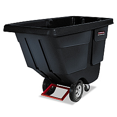 Rubbermaid Commercial Rotomolded Tilt Truck, Rectangular, Plastic, 850 lb Capacity, Black (1314BLA)