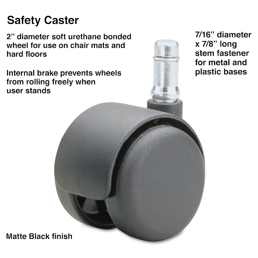 Master Caster Safety Casters,Standard Neck, Polyurethane, B Stem, 110 lbs/Caster, 5/Set (64334)