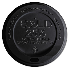 Eco-Products EcoLid 25% Recycled Content Hot Cup Lid, Black, Fits 10 oz to 20 oz Cups, 100/Pack, 10 Packs/Carton (EPHL16BR)