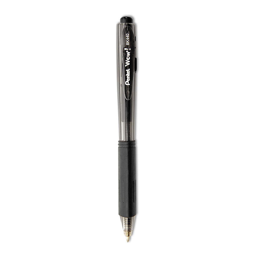 Pentel WOW! Ballpoint Pen Value Pack, Retractable, Medium 1 mm, Black Ink, Black Barrel, 36/Pack (BK440ASWUS)