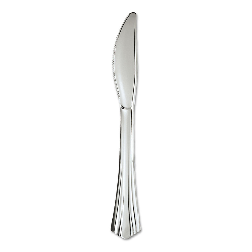 WNA Heavyweight Plastic Knives, Silver, 7 1/2", Reflections Design, 600/Carton (630155)