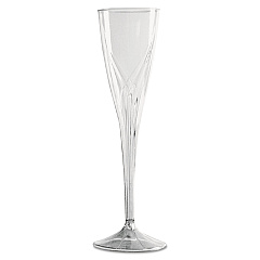 WNA Classicware One-Piece Champagne Flutes, 5 oz, Clear, Plastic, 10/Pack, 10 Packs/Carton (CWSC5)