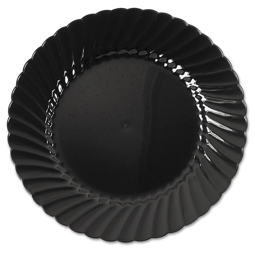 WNA Classicware Plastic Plates, 6" dia, Black, 10/Pack, 18 Packs/Carton (CW6180BK)