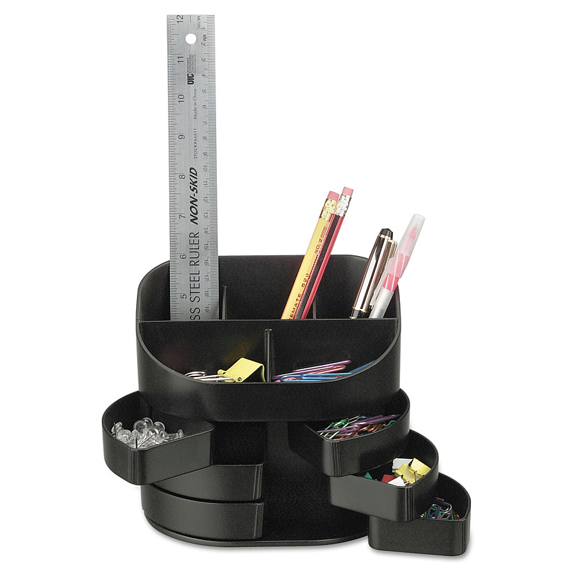 Officemate Double Supply Organizer, 11-Compartments, 6 Drawers, Plastic, 6.5 x 4.75 x 5.75, Black (22822)