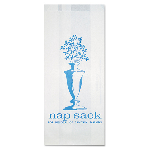 Bagcraft Nap Sack Sanitary Disposal Bags, 4" x 9", White, 1,000/Carton (300314)