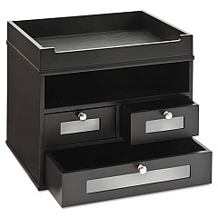 Victor Midnight Black Collection Tidy Tower, 5 Compartments, 3 Drawers, 12.8 x 10.6 x 10.9, Black (55005)