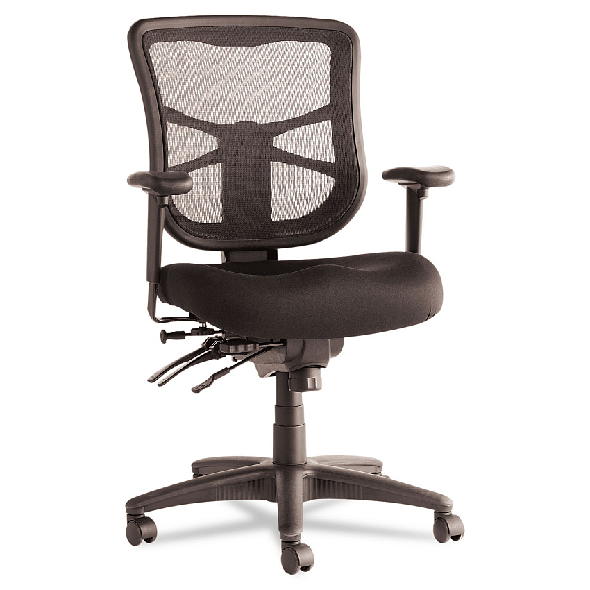 Alera Elusion Series Mesh Mid-Back Multifunction Chair, Supports Up to 275 lb, 17.7" to 21.4" Seat Height, Black (ALEEL42ME10B)